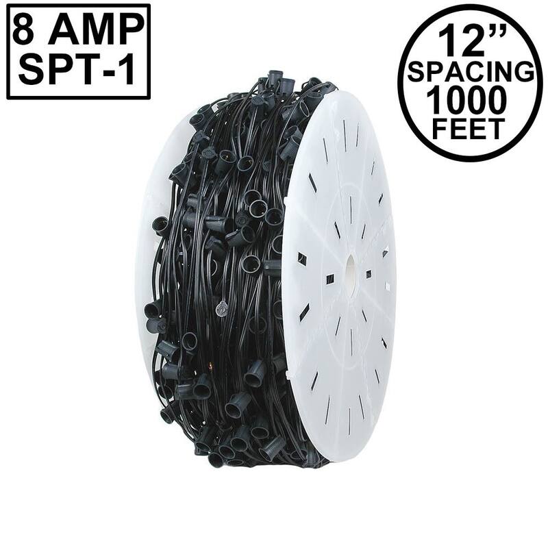 Novelty Lights 1,000 Foot C9 Christmas String Bulk Reel, Black Wire, 12